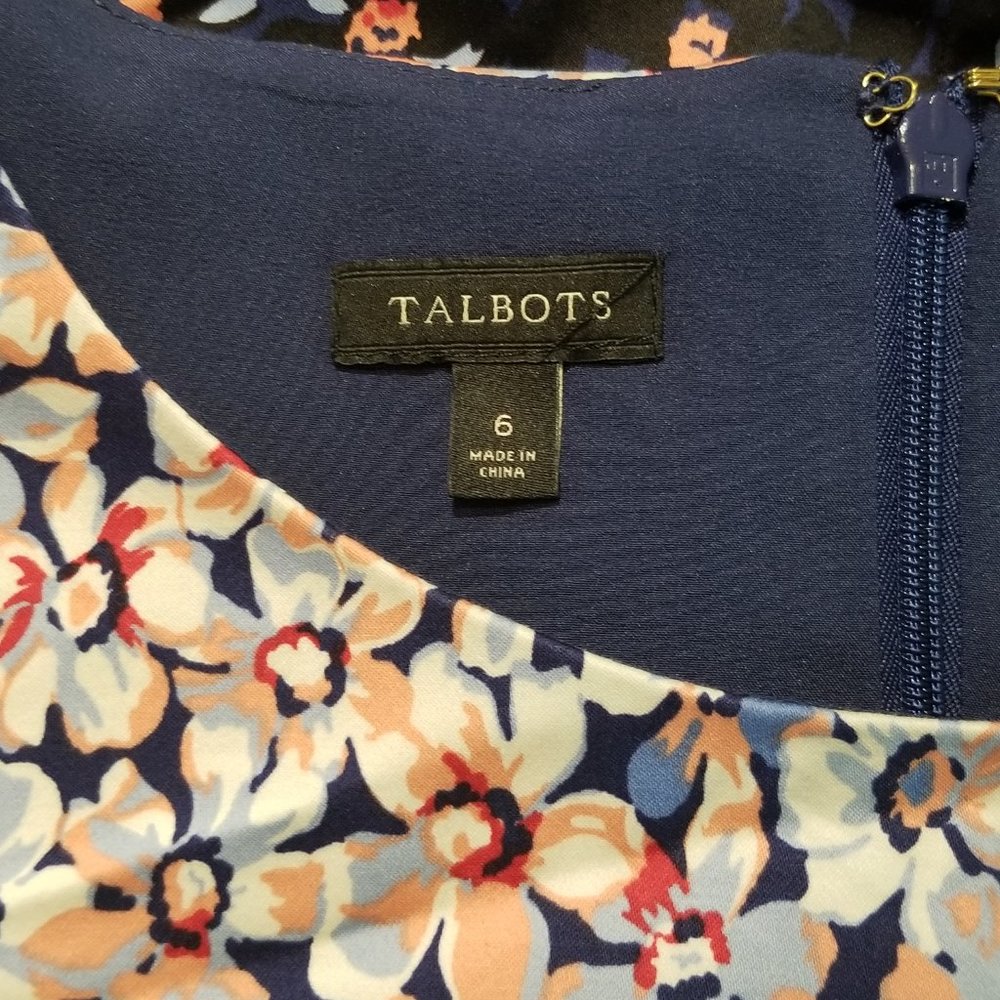 Talbots floral sheath blue dress sz 6 - Picture 7 of 8